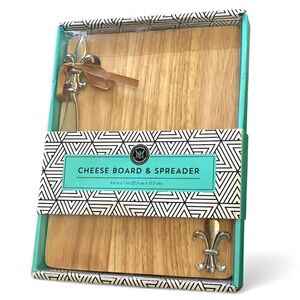 Wood Cheese Board & Spreader (8.8 x 7 in)
